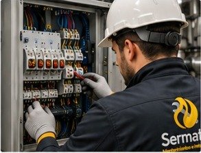 Técnico de Sermatec revisando un cuadro eléctrico